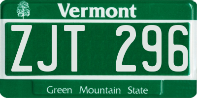 VT license plate ZJT296