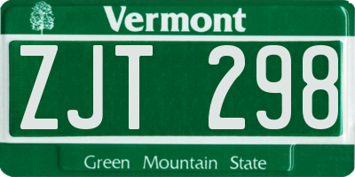 VT license plate ZJT298