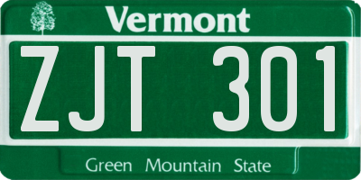 VT license plate ZJT301