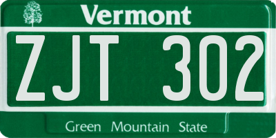 VT license plate ZJT302