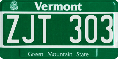 VT license plate ZJT303