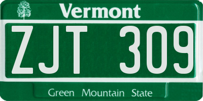 VT license plate ZJT309