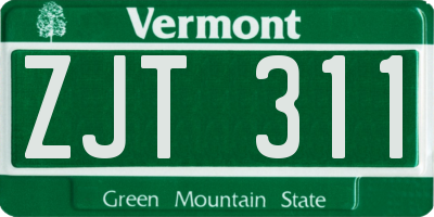 VT license plate ZJT311
