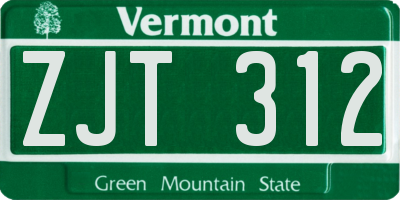 VT license plate ZJT312