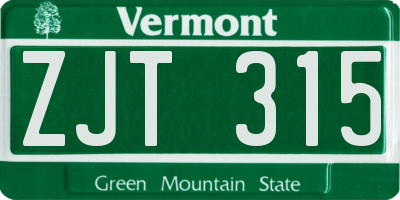 VT license plate ZJT315