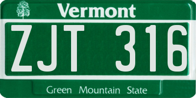 VT license plate ZJT316