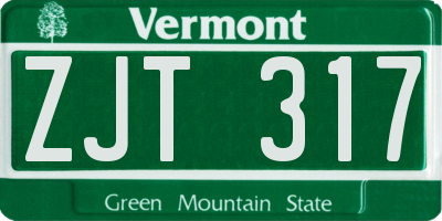 VT license plate ZJT317