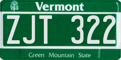 VT license plate ZJT322