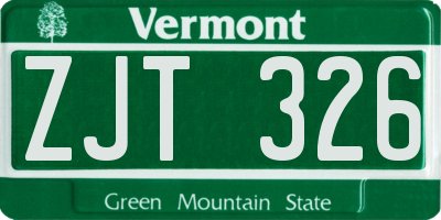 VT license plate ZJT326