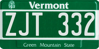 VT license plate ZJT332