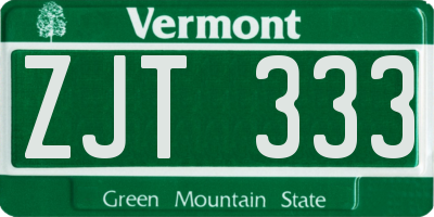 VT license plate ZJT333
