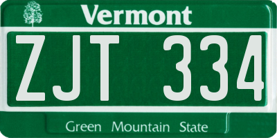VT license plate ZJT334