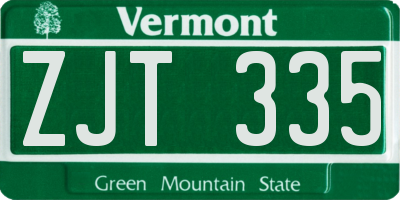 VT license plate ZJT335