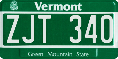 VT license plate ZJT340