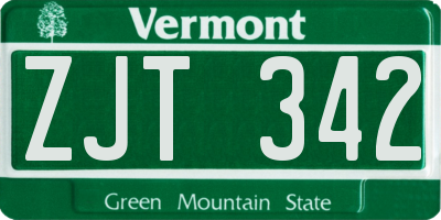 VT license plate ZJT342