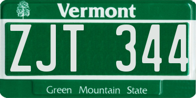 VT license plate ZJT344