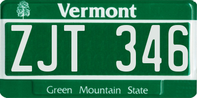 VT license plate ZJT346