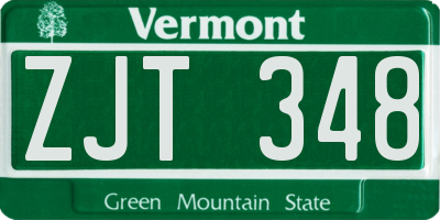 VT license plate ZJT348