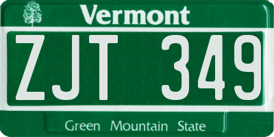 VT license plate ZJT349
