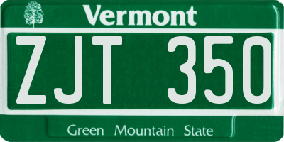 VT license plate ZJT350
