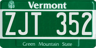 VT license plate ZJT352