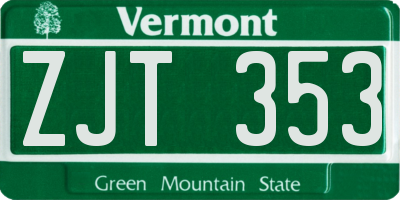 VT license plate ZJT353