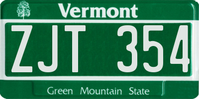 VT license plate ZJT354