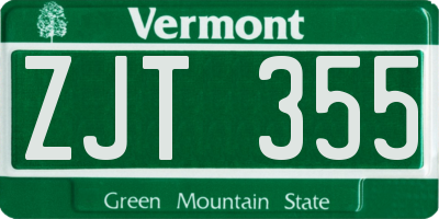 VT license plate ZJT355