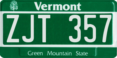 VT license plate ZJT357
