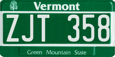 VT license plate ZJT358