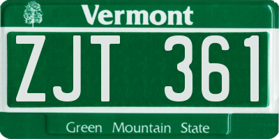 VT license plate ZJT361