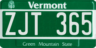 VT license plate ZJT365