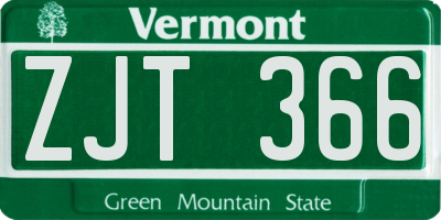 VT license plate ZJT366