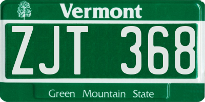 VT license plate ZJT368