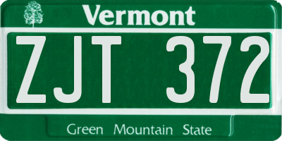 VT license plate ZJT372
