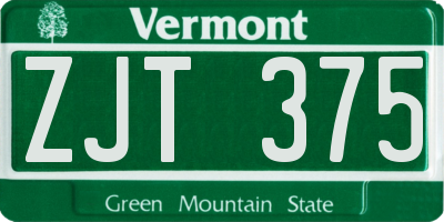 VT license plate ZJT375