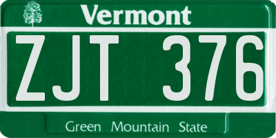 VT license plate ZJT376