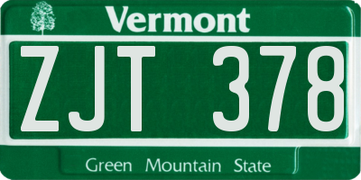 VT license plate ZJT378