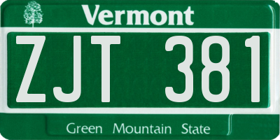 VT license plate ZJT381