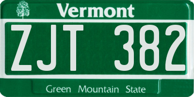 VT license plate ZJT382