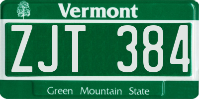 VT license plate ZJT384