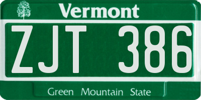 VT license plate ZJT386