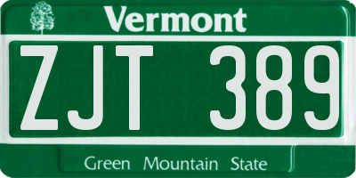 VT license plate ZJT389