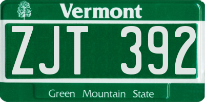 VT license plate ZJT392