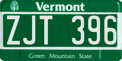 VT license plate ZJT396