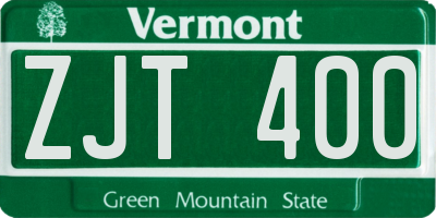 VT license plate ZJT400