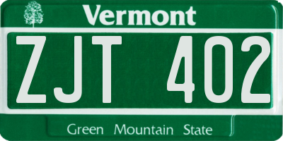 VT license plate ZJT402