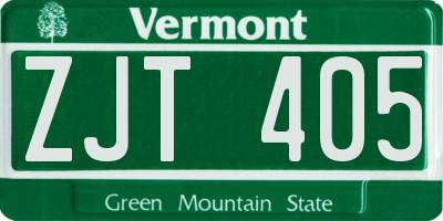 VT license plate ZJT405