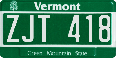 VT license plate ZJT418