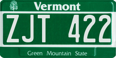 VT license plate ZJT422